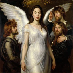 a beautiful painting of angelina jolie by john everett millais and dante gabriel rossetti and john collier and john william waterhouse, preraphaelite, detailed, trending on artstation, hd, masterpiece