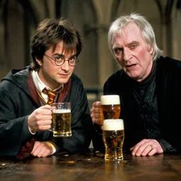 harry potter and voldemort having a beer photograph
