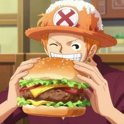 nami from one piece eaten by burger.