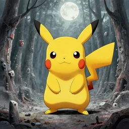 cyber pikachu in the art style of zdzislaw beksinski