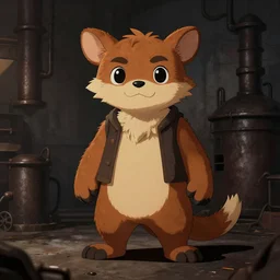 weasel bandit furry fursona, industrial revolution background, chiaroscuro