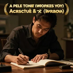 a writer writing notes, cinematic lighting, award winning photography