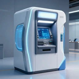a futuristic atm machine, curved fzd school of design