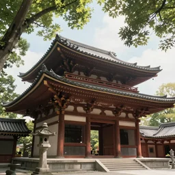 japan temple, perspective, dappled light, looking up, studio ghibli, peter mohrbacher style, rendered in houdini. vfx, particles, magic, unreal hd artstation trending 8 k