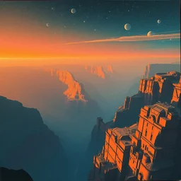sci - fi grand canyon lots of details look from above rule of thirds golden ratio, fake detail, trending pixiv fanbox, acrylic palette knife, style of makoto shinkai studio ghibli genshin impact james gilleard greg rutkowski chiho aoshima
