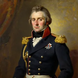 napoleon style portrait of bruce campbell in formal military suit, classical, realism, oil on canvas, colorful