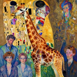 a giraffe!!! princess, psychedelic, patterned skin, trending on artstation, photorealism!!, vibrant colors, digital art, in the style of harumi hironaka, gustav klimt, egon schiele, coby whitmore, david bates, monet, lisa frank, picasso.