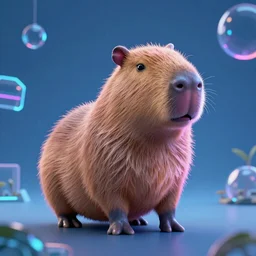3d neon cyberpunk capybara