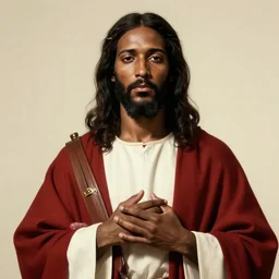 black communist jesus dressed in robes, photorealistic religious art, ultra highly detailed, in the style of communist propaganda and realism