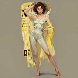 modern woman | hyperrealistic | action pose | digital painting | trending on artstation | pinup portrait | clean | illustration | dressed | Unreal Engine 5 | 8k resolution | by Alphonse Mucha and Gustav Klimt
