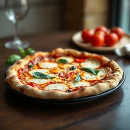 a portrait of a plate containing neapolitan pizza, highly detailed, trending on artstation, bokeh, 9 0 mm, f / 1. 4