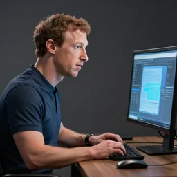 mark zuckerberg looking at his computer, hyper detailed, digital art, trending in artstation, cinematic lighting, studio quality, smooth render, unreal engine 5 rendered, octane rendered,