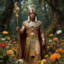 Aztec sith lord surrounded by flowers, forest, Marc Simonetti