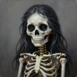 highly detailed oil painting of cute undead skeleton girl, very intricate, cinematic lighting, award - winning, the good spirit of god, by roberto ferri, by tom bagshaw, by j. c. leyendecker and klimt, beautiful cinematic light, american romanticism, by austin osman spare, artstation, cgsociety, official art, octane