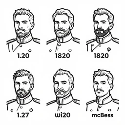 clean outlines of a portrait of a spanish general from 1 8 2 0, line art, vector, svg, wlop, herge, mcbess, white background