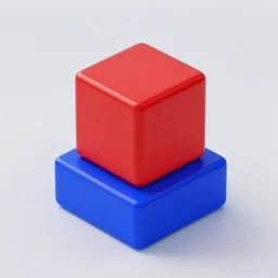 a red cube on top of a blue cube 3d rendering unreal engine