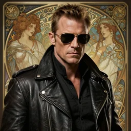 a horror movie creature as james bond wearing sunglasses and a leather jacket, photography of kurzgesagt, deep focus, d & d, fantasy, intricate, elegant, highly detailed, digital painting, artstation, concept art, matte, sharp focus, illustration, hearthstone, art by artgerm and greg rutkowski and alphonse mucha