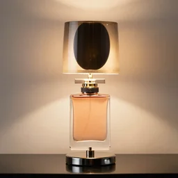table _ lamp _ designed _ by _ armani _ in _ the _ shape _ of _ perfume _ advertising _ photography