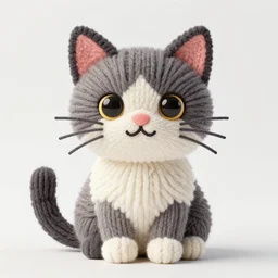 a portrait of a cute cat made out of yarn - n 4