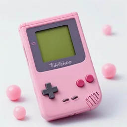 a nintendo gameboy color made of pink bubblegum