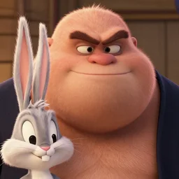 A badass photo of the real big chungus in the movie looney tunes back in action (2003), hyper detailed, award winning photography, perfect faces, 50 mm