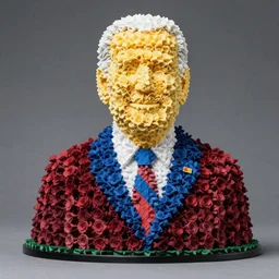 A flower sculpture of Joe Biden, professional studio product photography, F 1.4, Kodak Portra