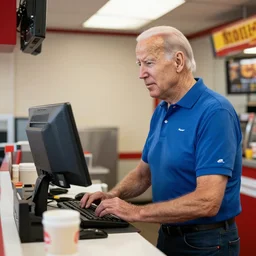 joe biden working at a fast food restaurant