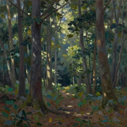 an impressionist painting of a forest by salman toor