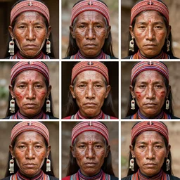 collage of various traditional tribes, face symmetry, highly detailed, photorealistic, digital art, wimmelbilder, 8 k