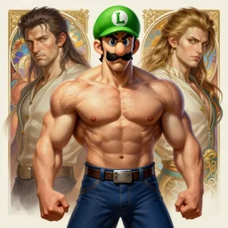 gigachad luigi bodybuilder in final fight onepunch man by ilya kuvshinov, ernest khalimov body by krista sudmalis, fantasy character portrait, ultra realistic, concept art, intricate details, elegent, digital painting, smooth, sharp focus, illustration, art by artgerm and greg rutkowski and alphonse mucha, artstation