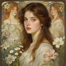 a photograph of the most beautiful woman that has ever existed, surrounded by unique natural sightseeing accompanied by the most delicate flowers., highly detailed, digital painting, artstation, concept art, smooth, sharp focus, illustration, art by artgerm and greg rutkowski and alphonse mucha and william - adolphe bouguereau