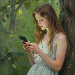 nature goddess checking her phone, by josephine wall, magic realism, art by amanda sage, octane