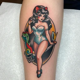 pinup girl tattoo by “Pony Wave”