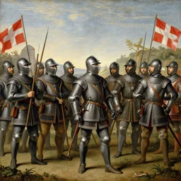 a pike square of swiss pikemen, renaissance painting, medieval warfare, pike and shot, year 1 6 6 7