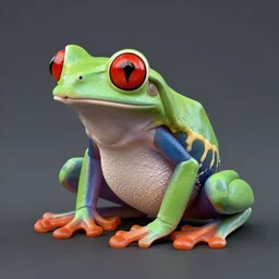 a red - eyed tree frog with one eye, 3 d model, high quality, sharp focus, octane render