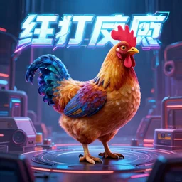 futuristic cyberpunk chicken album cover