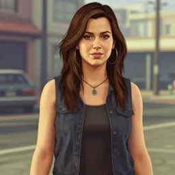 screenshot of aubrey plaza in gta v, realistic painting, high definition, digital art, matte painting, very detailed, concept art, pixiv, deviantart, artstation, illustration, realistic