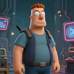 Hank Hill, cyberpunk, vaporware, very detailed, unreal engine, trending on artstation