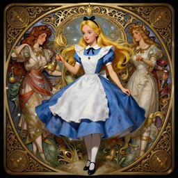 alice in wonderland, intricate, highly detailed, digital painting, artstation, concept art, smooth, sharp focus, illustration, Unreal Engine 5, 8K, art by artgerm and greg rutkowski and alphonse mucha