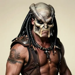 schwarzenegger in predator , portrait by rembrandt