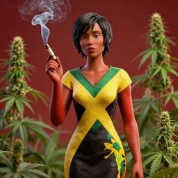 spock with jamaican dress smoking a joint surrounded by smoke and marihuana plants, soft texture, very realistic 3 d render, soft lights, 4 k, high detailed photography red, 5 0 mm lens, rich colors, smooth gradients, depth of field, cinematic, hyper realism, high detail, octane render, unreal engine, 8 k, vibrant colors