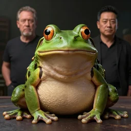 hyperrealistic mixed media image of a ( bullfrog ) disguised as info wars alex jones, stunning 3 d render inspired art by greg rutkowski and xiang duan and thomas eakes, perfect symmetry, flesh texture, realistic, highly detailed attributes and atmosphere, dim volumetric cinematic lighting, 8 k octane detailed render, post - processing, masterpiece,