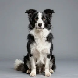 portrait of a sitting border collie in the style of borderlands 2