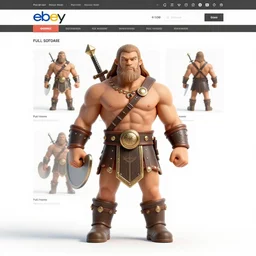 Images on the store website, eBay, Full body, Miniature of a muscular barbarian warrior with club