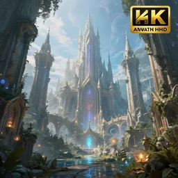 inside an ethereal magic elven city, highly detailed, 4 k, hdr, award - winning, octane render, artstation