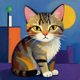 tabby cat painted in neoplastic style, bauhaus, kandisnky, digital painting
