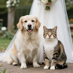 a wedding between a dog and cat
