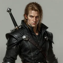 male soulknife rogue, gray - green eyes, black assassins clothes, light brown hair, with dagger, dnd character | | realistic shaded, fine details, realistic shaded lighting painting by greg rutkowski, diego gisbert llorens, magali villeneuve, artgerm, jeremy lipkin, michael garmash, rob rey