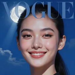 3 d, sci - fi, close - up, night, smiling fashion model face, moon rays, cinematic, clouds, vogue cover style, blue mood, realistic painting, intricate oil painting, high detail illustration, figurative art, multiple exposure, poster art, 3 d, by tooth wu and wlop and beeple and greg rutkowski