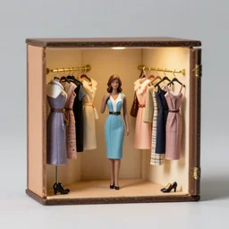 miniature diorama of edna mode's wardrobe